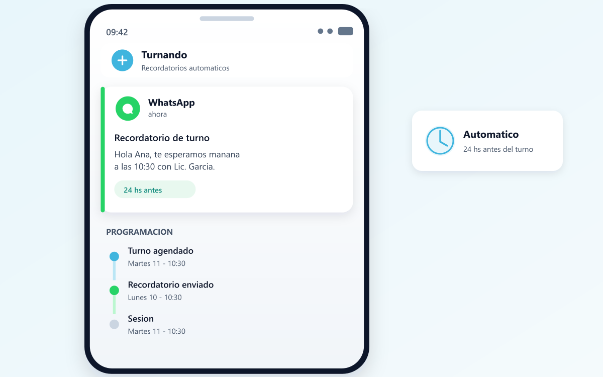 Recordatorio automático de turno 24 horas antes por WhatsApp